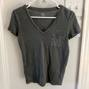 J. Crew Metallic Grey/Green Linen T-shirt